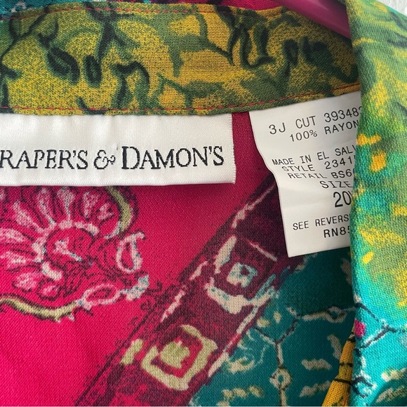 Draper’s & Damon’s Button Up Shirt Women's 20W Multicolor Floral Patchwork - Picture 2 of 7
